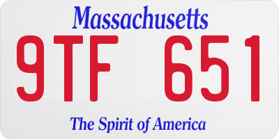 MA license plate 9TF651