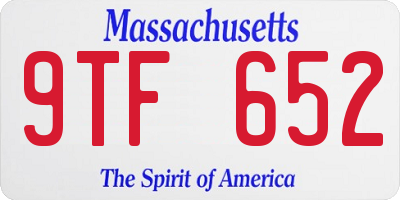 MA license plate 9TF652