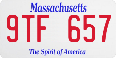 MA license plate 9TF657