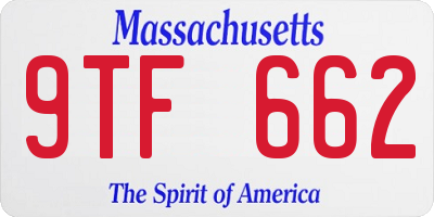 MA license plate 9TF662