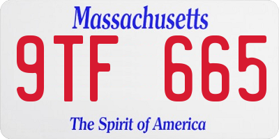 MA license plate 9TF665
