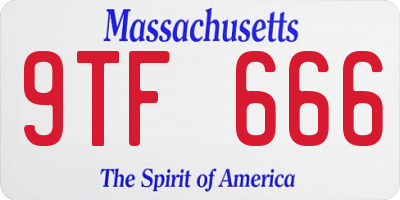 MA license plate 9TF666