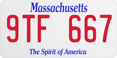 MA license plate 9TF667