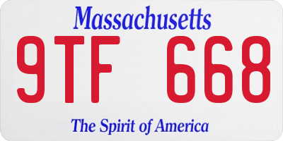 MA license plate 9TF668