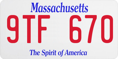 MA license plate 9TF670