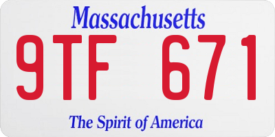 MA license plate 9TF671