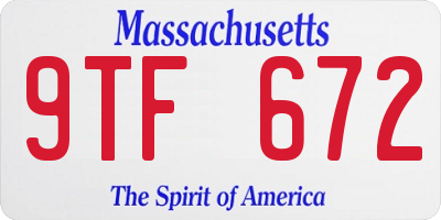 MA license plate 9TF672