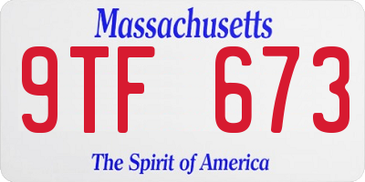 MA license plate 9TF673