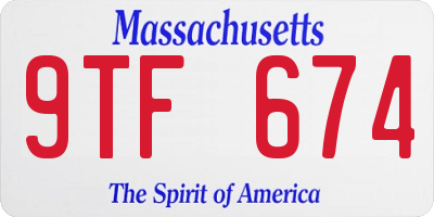 MA license plate 9TF674