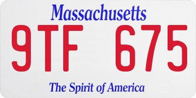 MA license plate 9TF675
