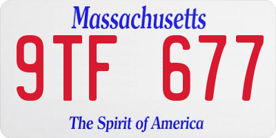 MA license plate 9TF677