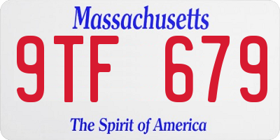 MA license plate 9TF679