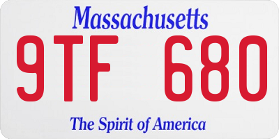 MA license plate 9TF680
