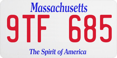MA license plate 9TF685