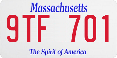 MA license plate 9TF701