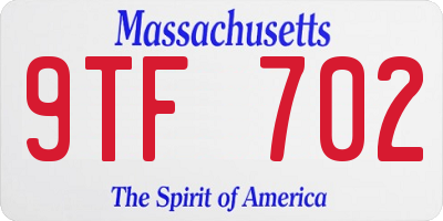 MA license plate 9TF702