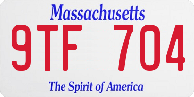 MA license plate 9TF704