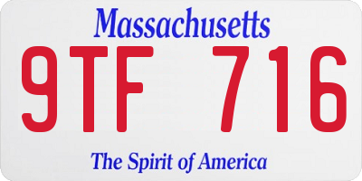 MA license plate 9TF716