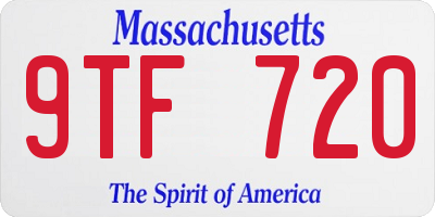 MA license plate 9TF720