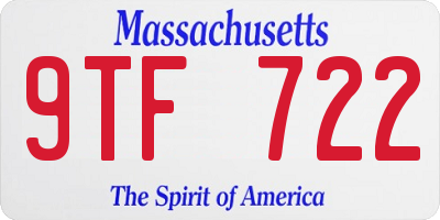 MA license plate 9TF722