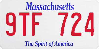 MA license plate 9TF724