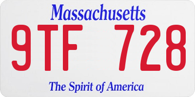 MA license plate 9TF728