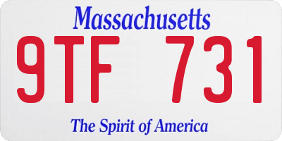 MA license plate 9TF731