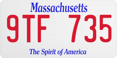 MA license plate 9TF735