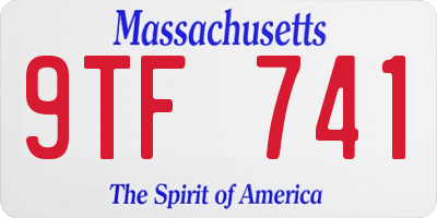 MA license plate 9TF741