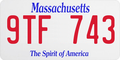 MA license plate 9TF743