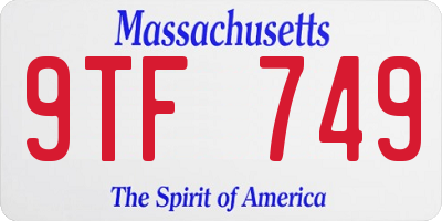 MA license plate 9TF749
