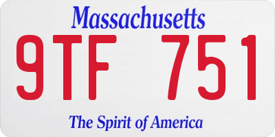 MA license plate 9TF751