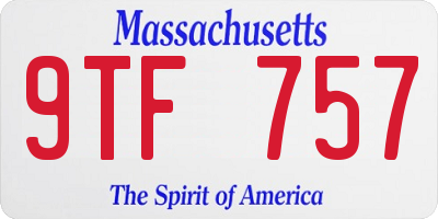 MA license plate 9TF757