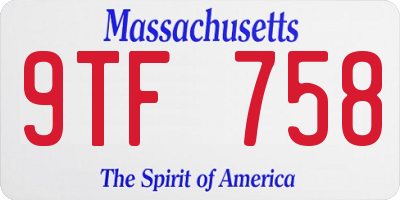 MA license plate 9TF758