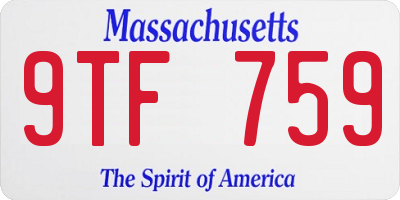 MA license plate 9TF759
