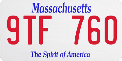MA license plate 9TF760