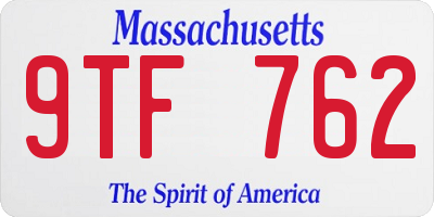 MA license plate 9TF762