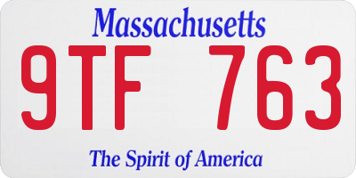 MA license plate 9TF763