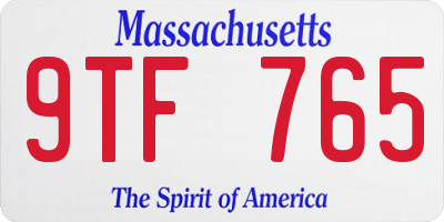 MA license plate 9TF765