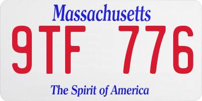 MA license plate 9TF776