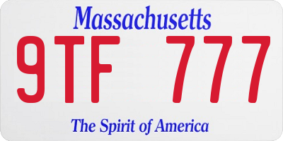 MA license plate 9TF777