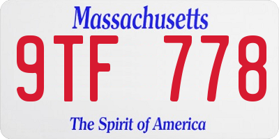 MA license plate 9TF778