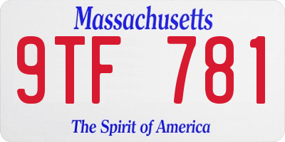MA license plate 9TF781