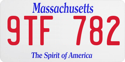 MA license plate 9TF782
