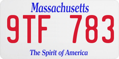 MA license plate 9TF783