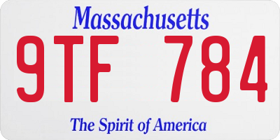 MA license plate 9TF784