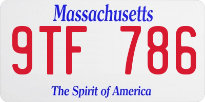 MA license plate 9TF786