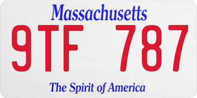 MA license plate 9TF787