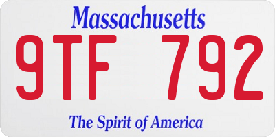 MA license plate 9TF792