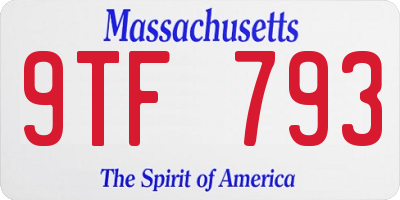 MA license plate 9TF793